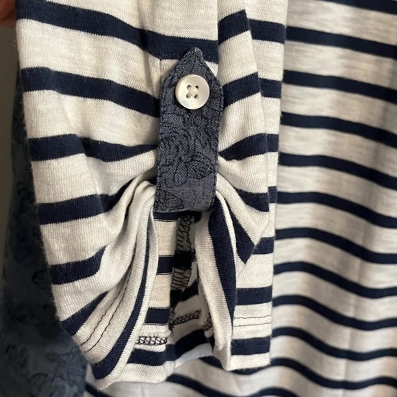 Chicos Women Shirt Size XL Blue Striped Coastal Preppy Mature Old Money Classic - Picture 4 of 14